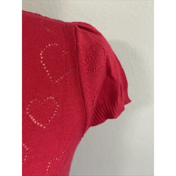 BEBE red ribbed Y2k Vtg Heart turtleneck with bebe Logo Rhinestone Shirt NEW L - Picture 6 of 15